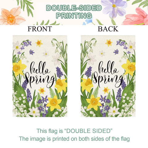 Baccessor Hello Spring garden flag 12x18 inch mini yard decor.
