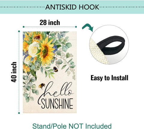 Baccessor Hello Sunshine flag features a burlap texture for rustic charm and durability