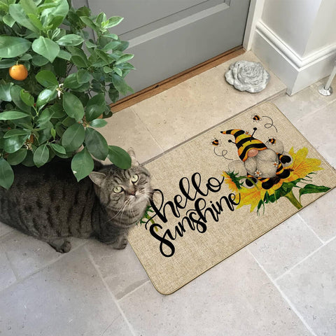 Baccessor Hello Sunshine mat traps dirt at the threshold to keep floors cleaner