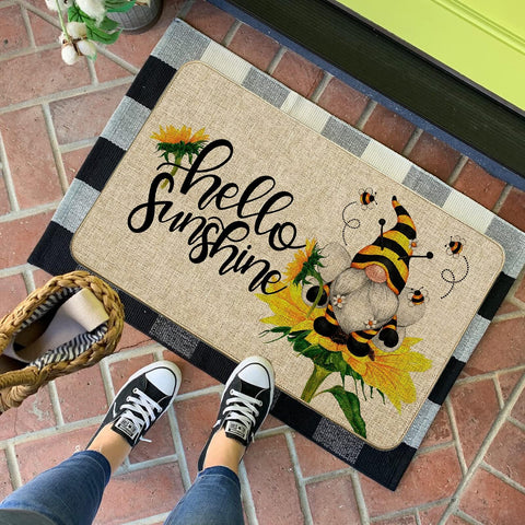 Baccessor Hello Sunshine doormat with non-slip back stays in place