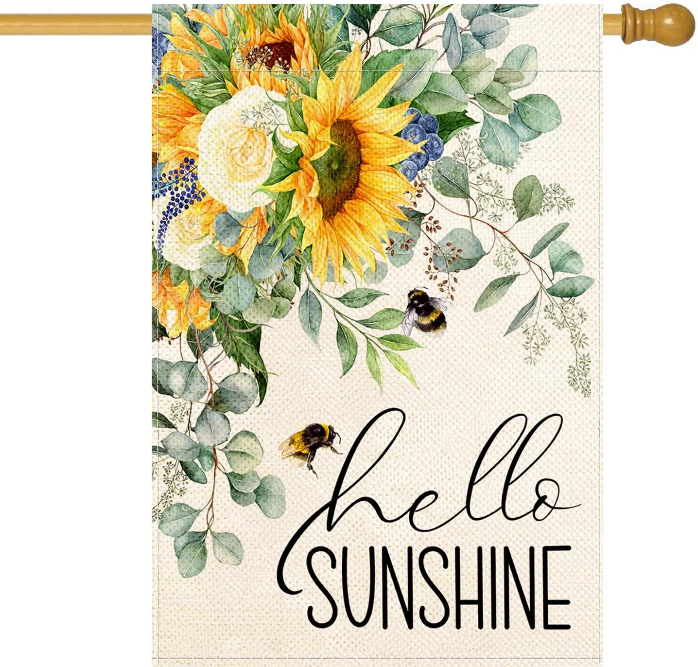 Baccessor Hello Sunshine sunflower flag brightens outdoor spaces with a welcoming garden mood
