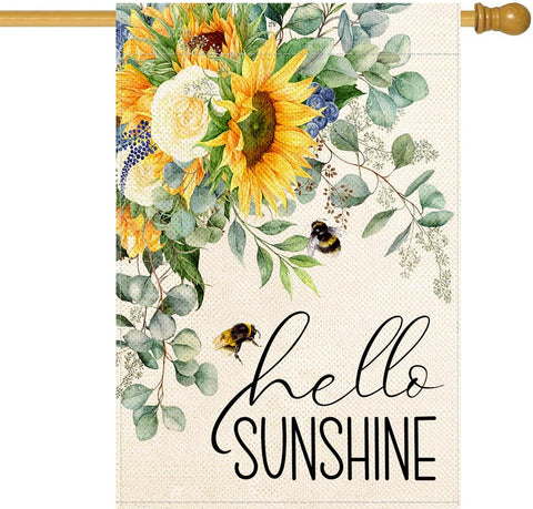 Baccessor Hello Sunshine sunflower flag brightens outdoor spaces with a welcoming garden mood
