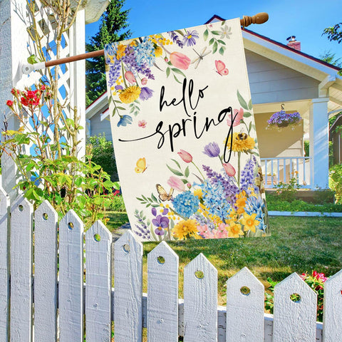 Baccessor holiday seasonal hello spring flag decor for yard