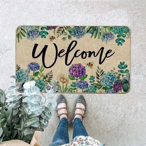 Baccessor hydrangea doormat non-slip backing prevents movement at entry