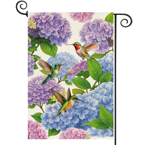 Baccessor hydrangea flag double-sided visible from all angles welcoming guests