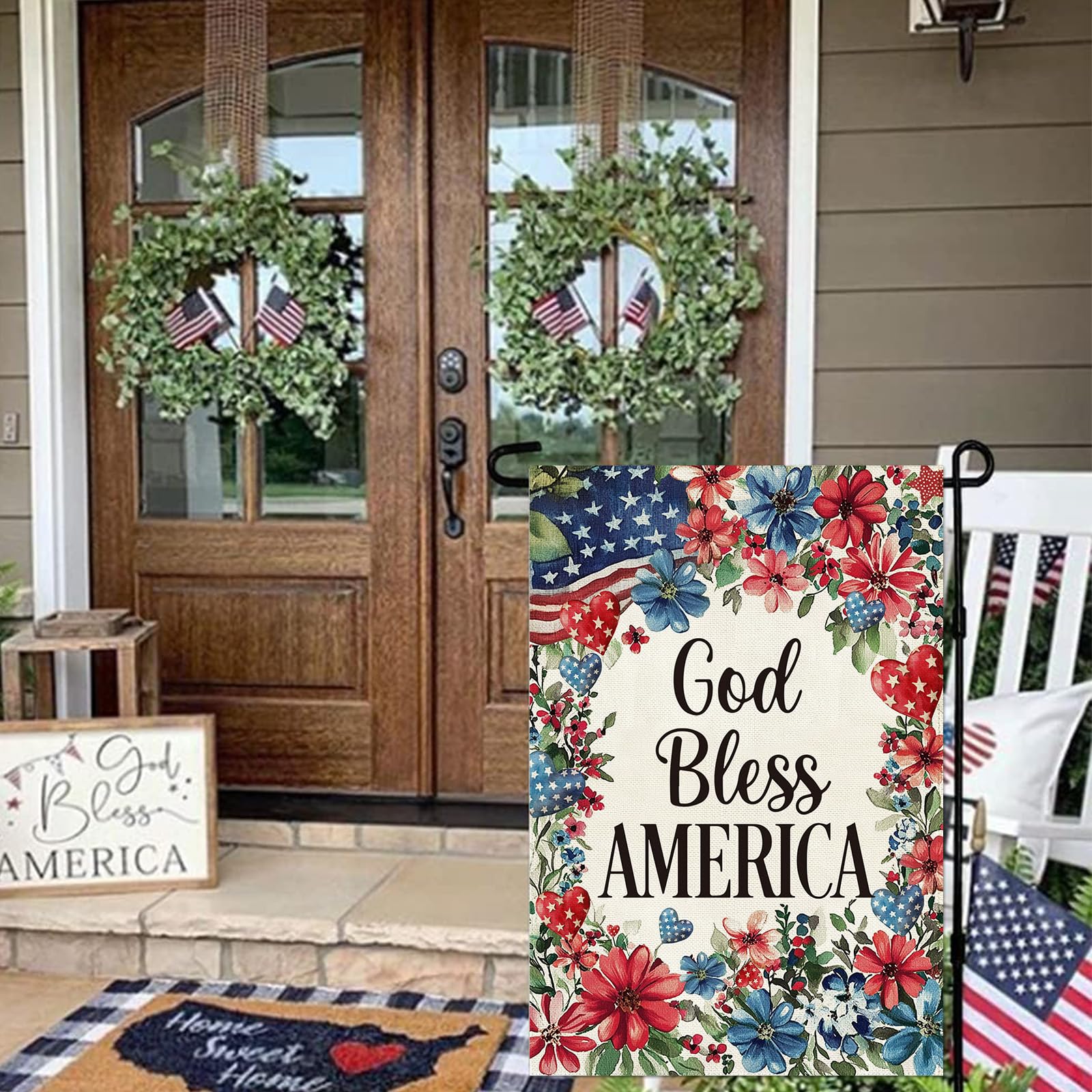 Baccessor independence day garden flag in burlap built for seasonal outdoor use