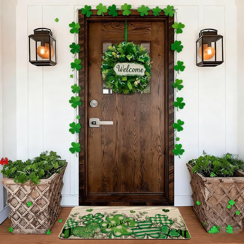 Baccessor green shamrock design suits indoor and outdoor spaces.