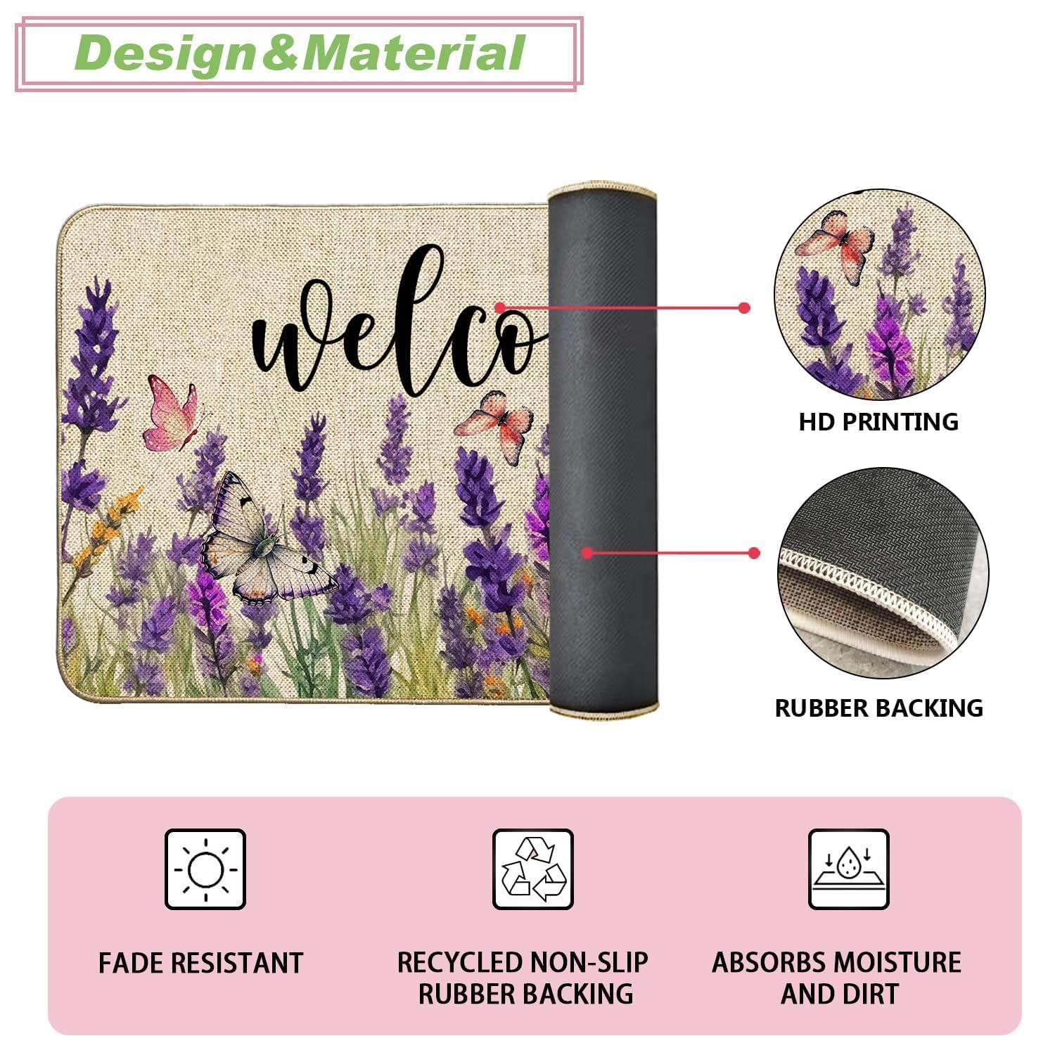 Baccessor Lavender Doormat dirt and moisture trapping for cleaner interiors.