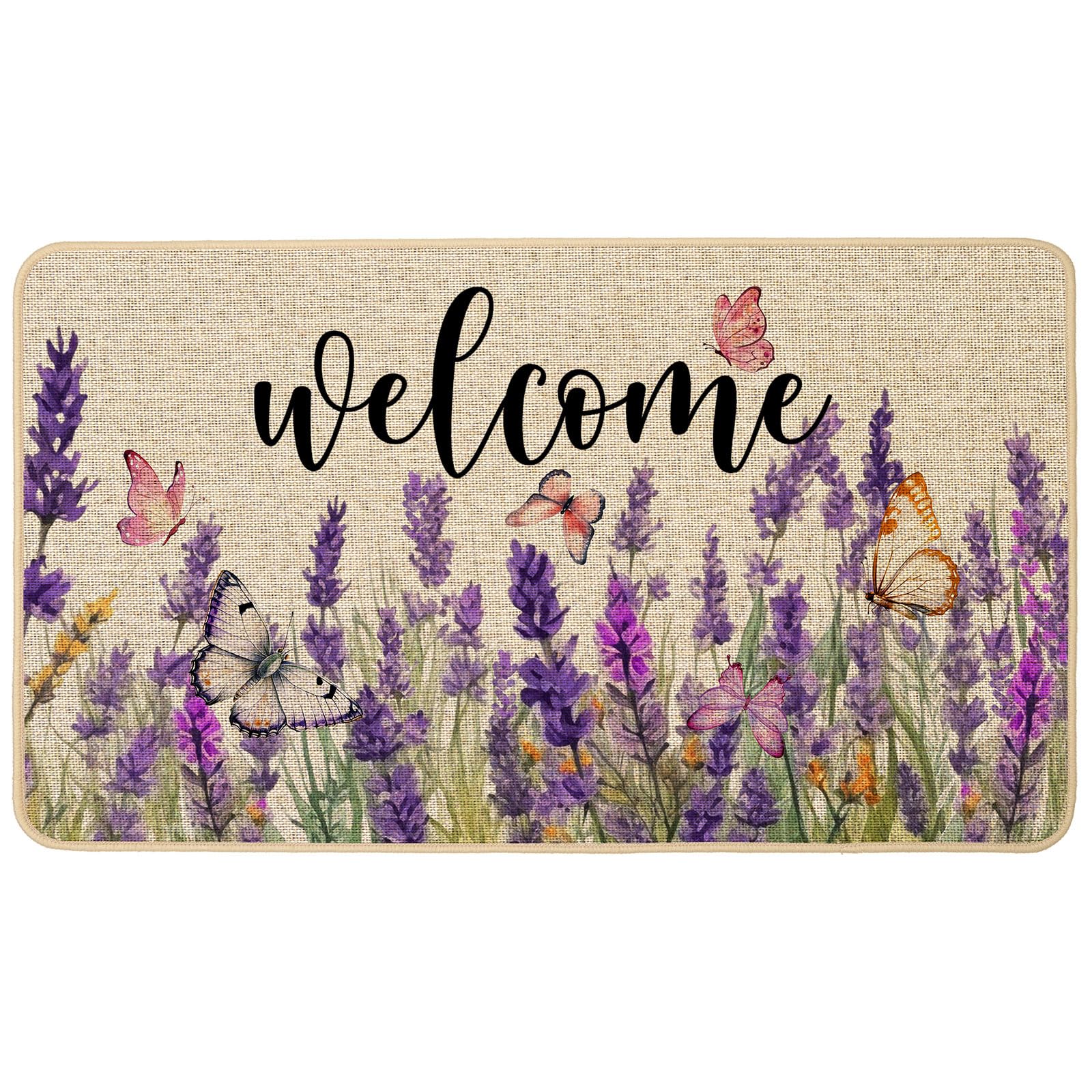 Baccessor Lavender Doormat front view adds seasonal welcome to entryways.