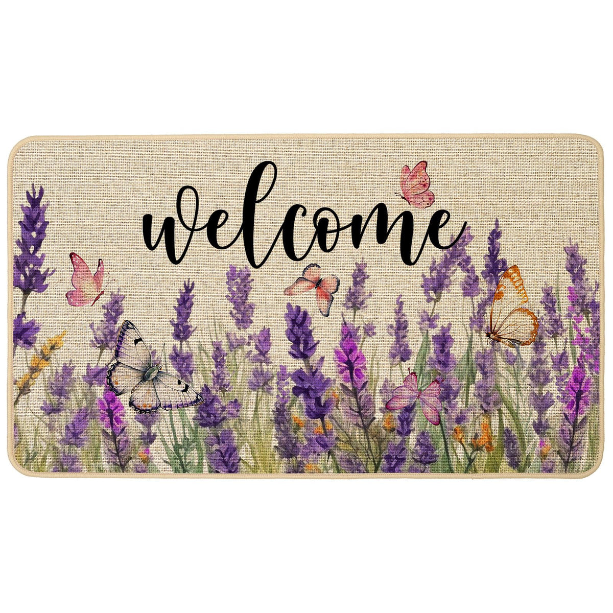 Baccessor Lavender Doormat front view adds seasonal welcome to entryways.