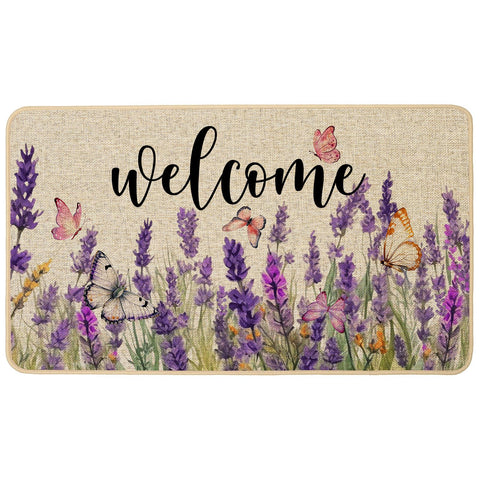 Baccessor Lavender Doormat front view adds seasonal welcome to entryways.