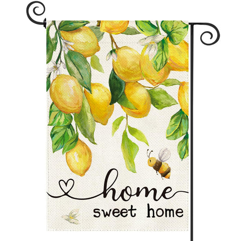 Baccessor lemon bee floral garden flag, bright double sided design for welcoming outdoor spaces.