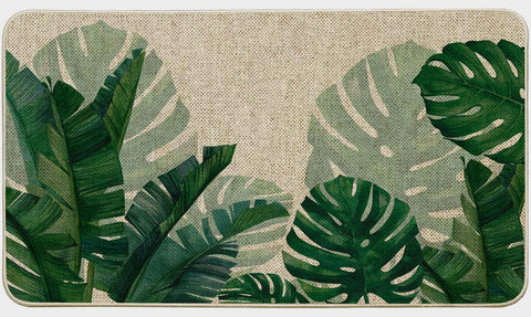 Baccessor Monstera leaf doormat on front porch adds tropical welcome and definition