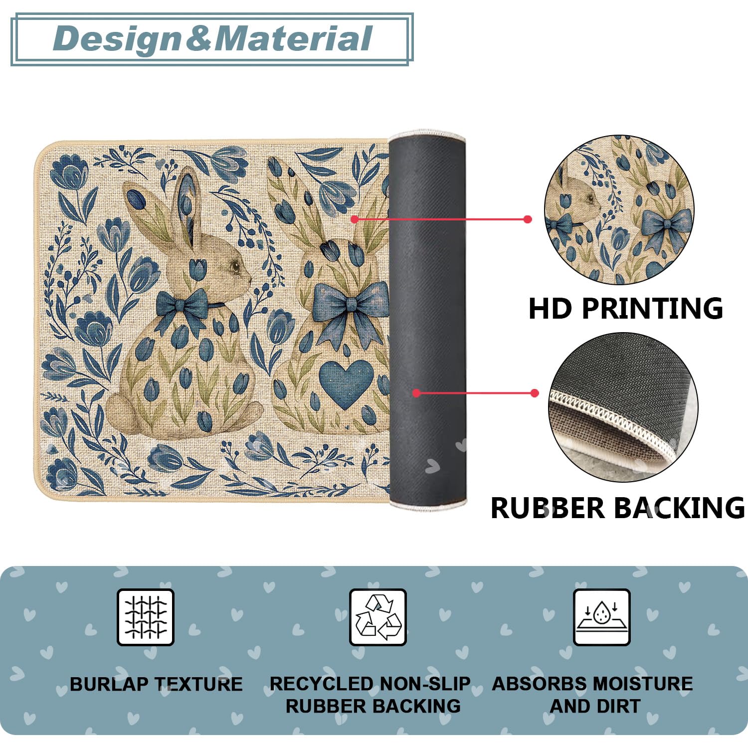 Baccessor Non slip rubber backing prevents mat sliding on various floors
