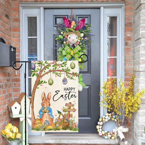Baccessor double-sided burlap yard flag for high visibility from every view.