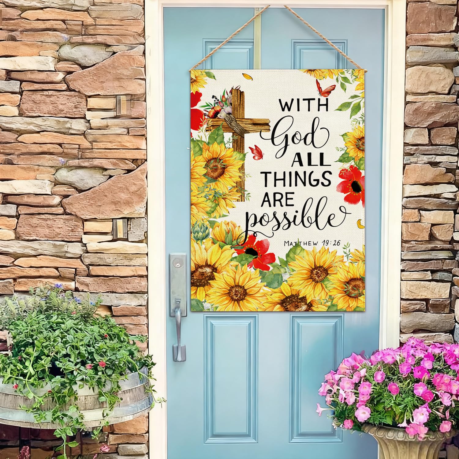 Baccessor outdoor garden decor adds cheerful sunflowers to yards.