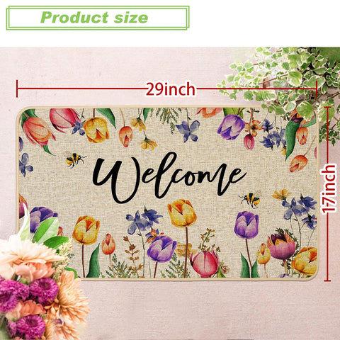 Baccessor outdoor indoor doormat features non-slip rubber back.