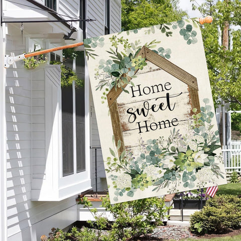 Baccessor 28x40 inch outdoor flag with eucalyptus motif brightens porches and yards.