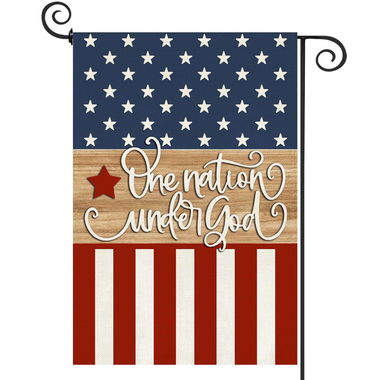 Baccessor patriotic garden flag in burlap, double-sided printing for outdoor welcome.