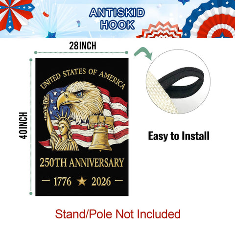 Baccessor patriotic flag on standard pole with anti-slip sleeve for secure installation.