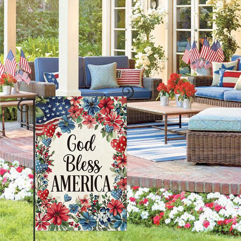 Baccessor patriotic floral yard flag ideal for outdoor summer decoration