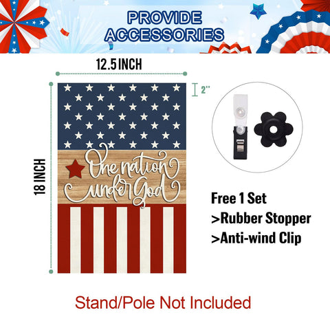 Baccessor Patriotic garden flag 12.5x18 inch for clear visibility.