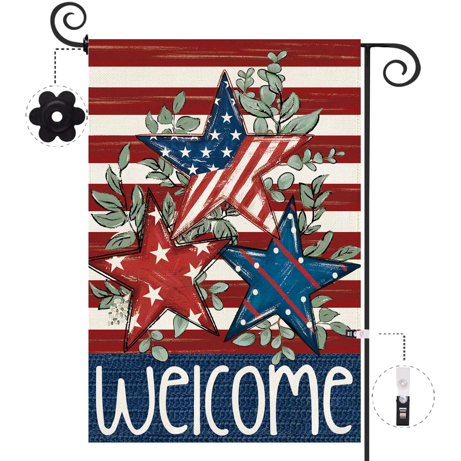 Baccessor patriotic garden flag double-sided burlap that welcomes guests