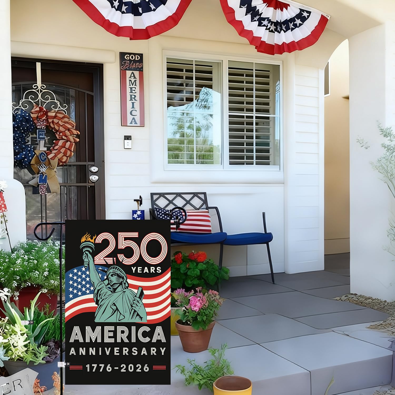 Baccessor patriotic garden flag showcasing USA motif for yard or porch.