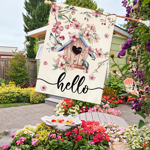 Baccessor pink cherry blossoms design adds seasonal charm to yard and porch.