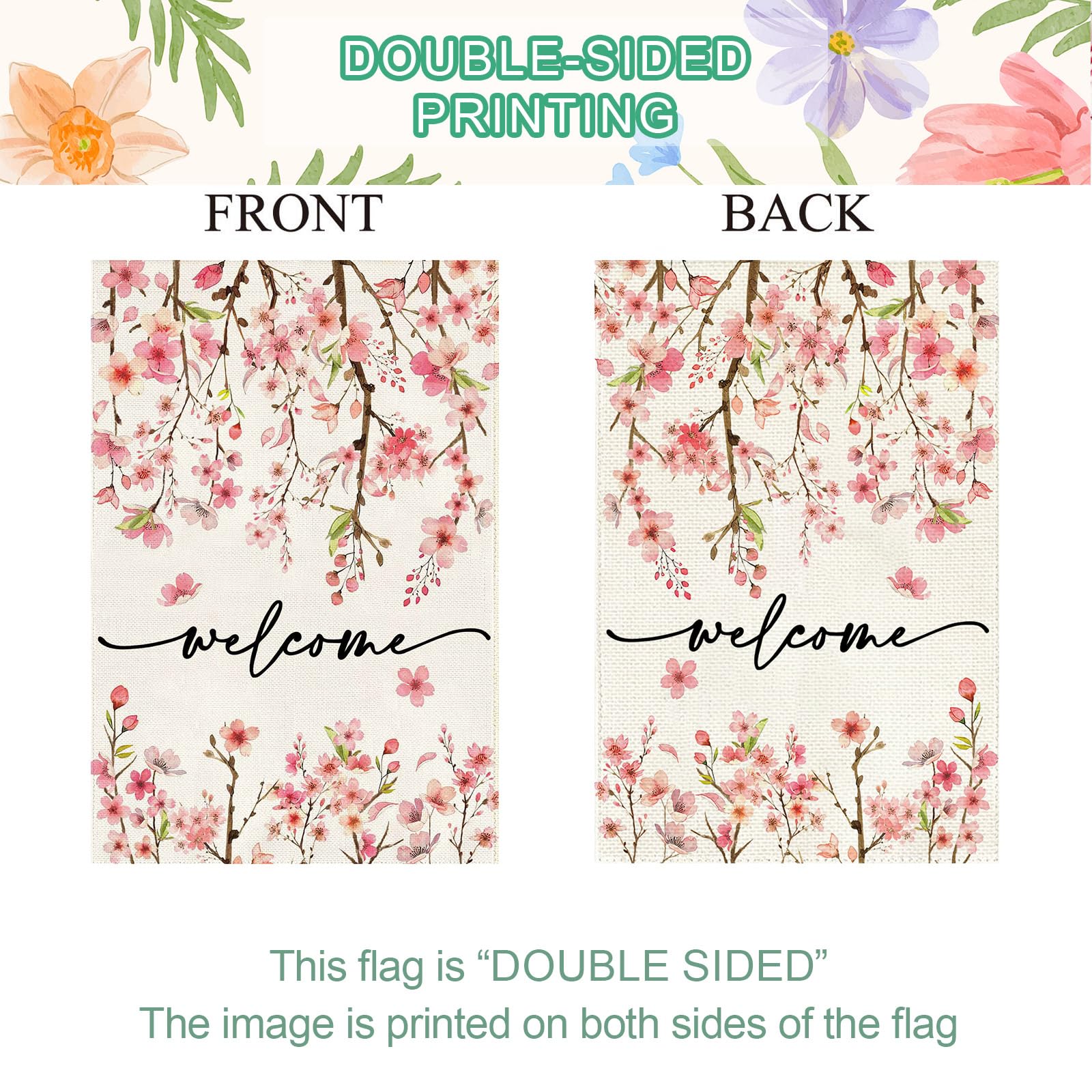 Baccessor seasonal welcome flag creates cheerful home ambiance.