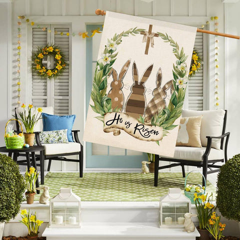 Baccessor polka dot rabbit design Easter flag for porch or garden.