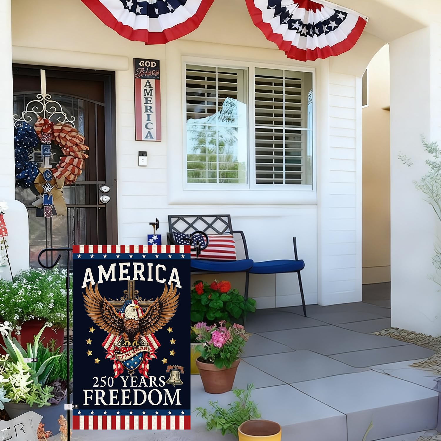 Baccessor premium burlap fabric flag, weatherproof for year-round use.