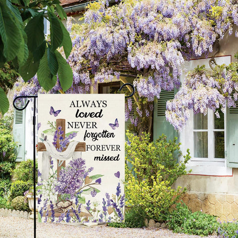 Baccessor purple lavender flowers flag, weatherproof yard decor for outdoor use.