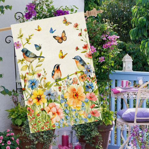 Baccessor seasonal flag brightening front entry and yard