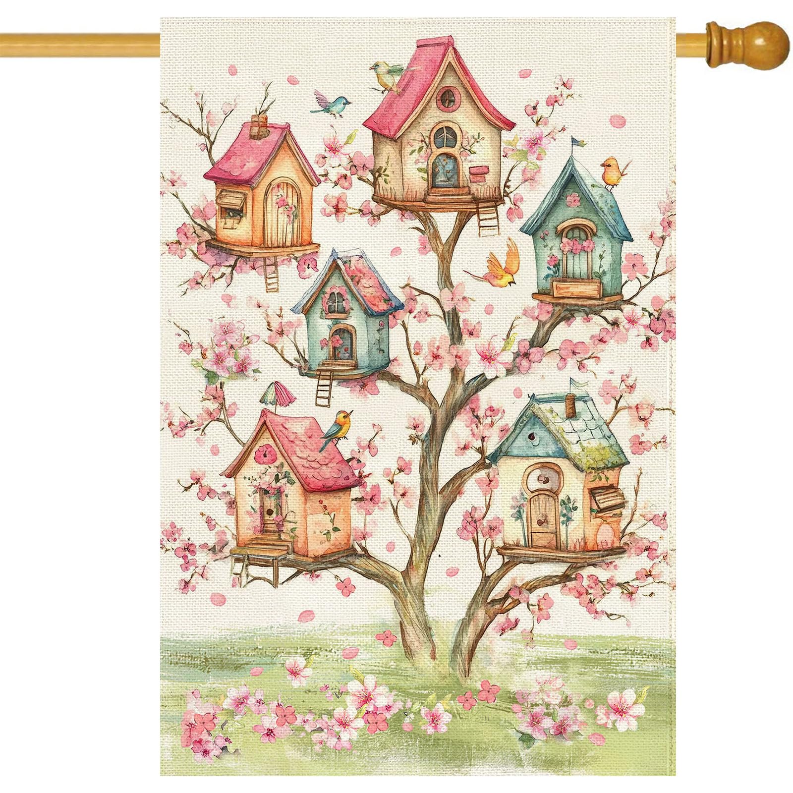 Baccessor Spring Birds flag double-sided 28x40 for vibrant outdoor welcome