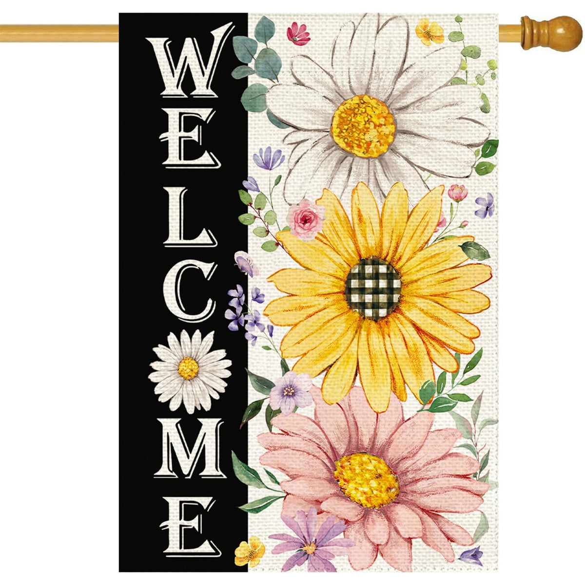 Baccessor spring daisy yard flag with double sided print for welcoming entrances