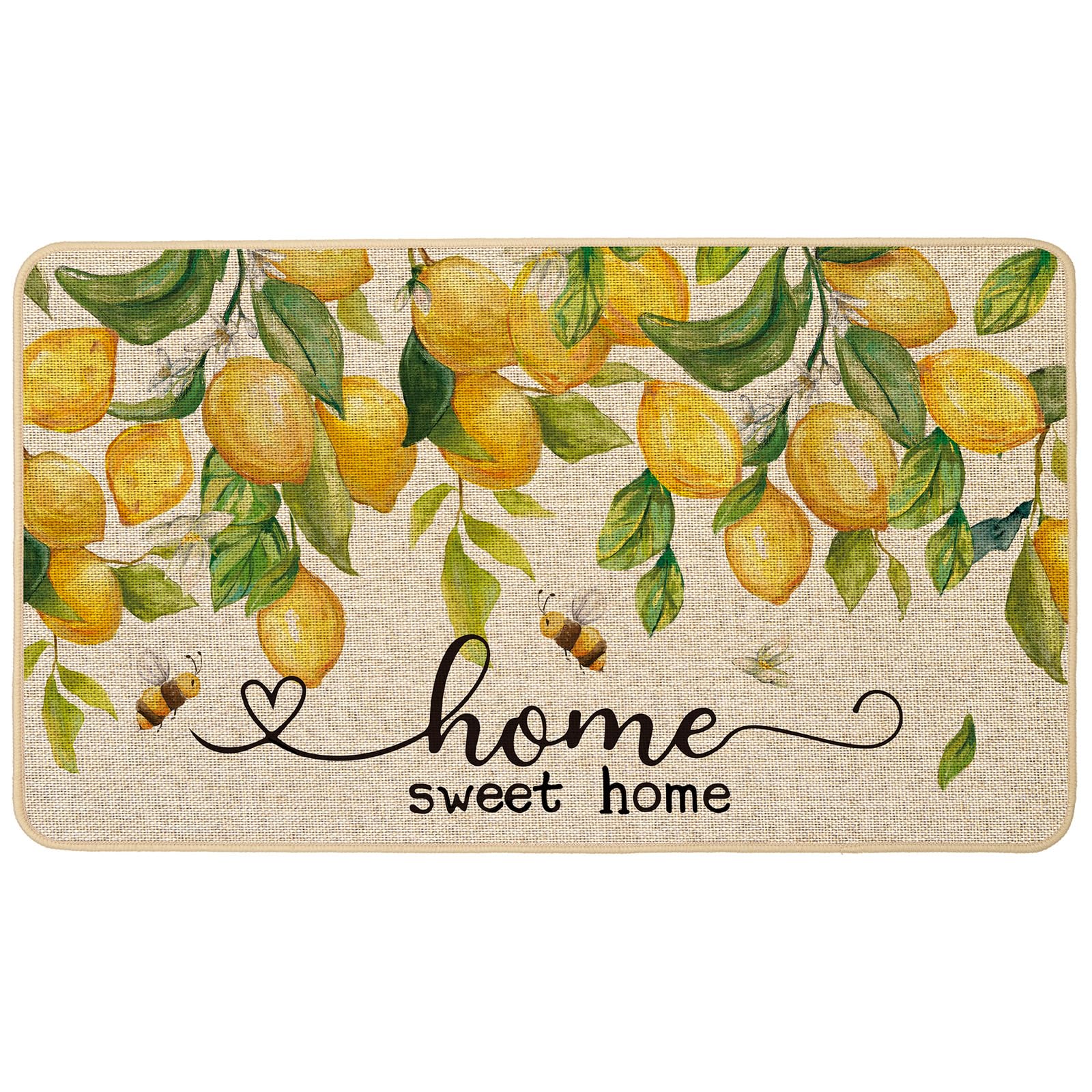 Baccessor Spring Doormat full view with lemon bee motif welcoming guests