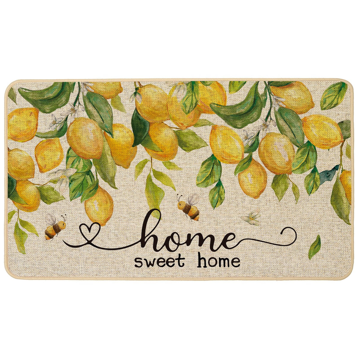 Baccessor Spring Doormat full view with lemon bee motif welcoming guests