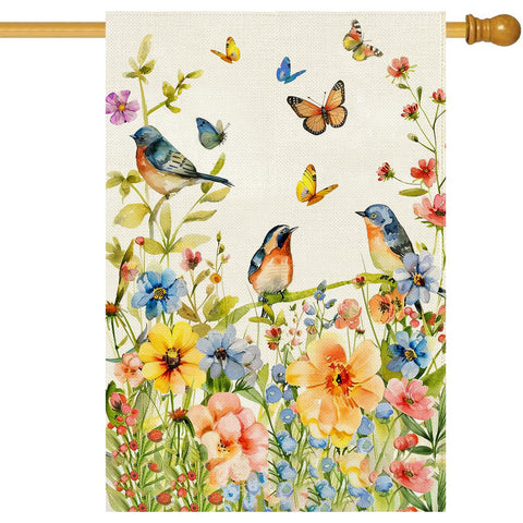 Baccessor spring floral birds flag, 28x40 inch, vibrant porch decor