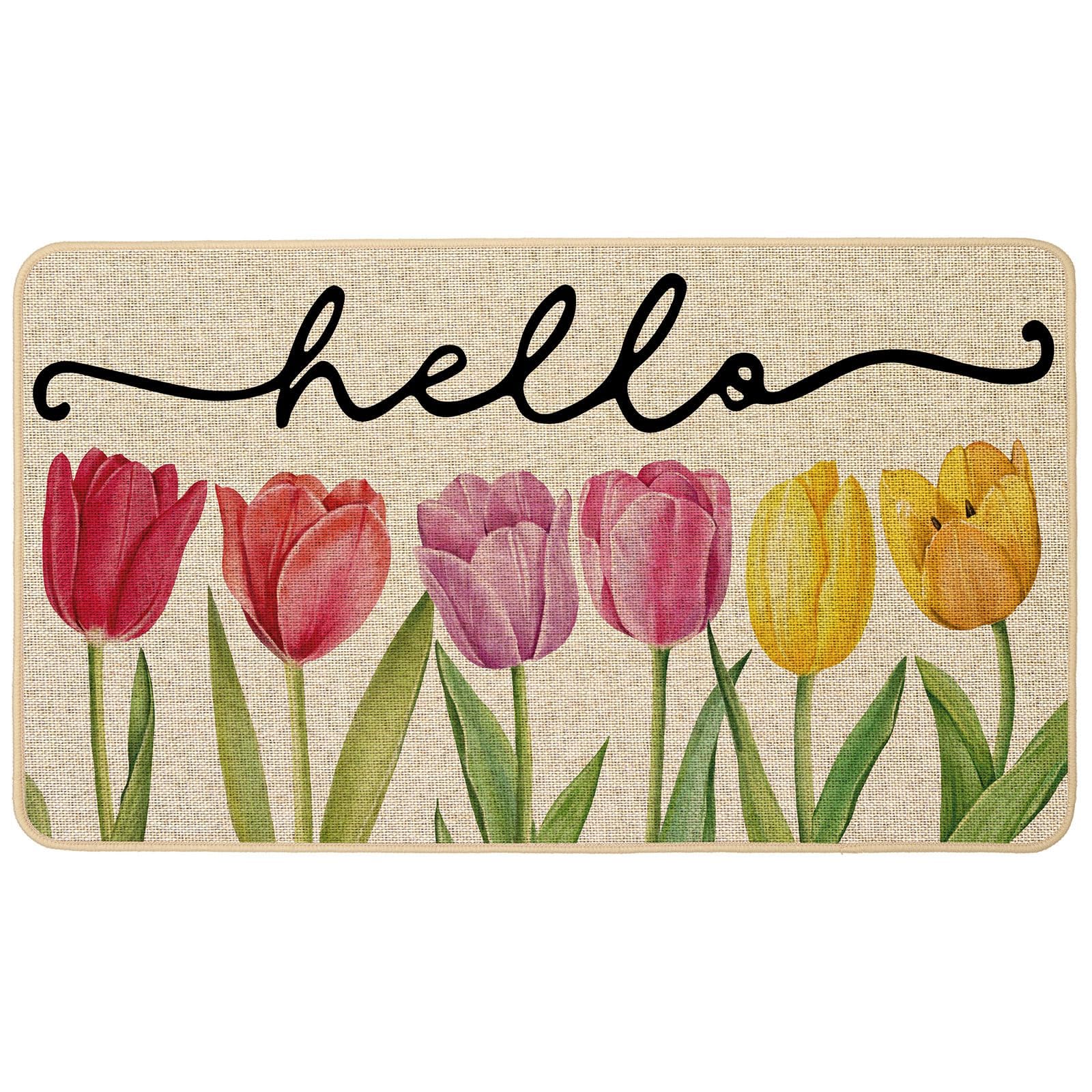 Baccessor Spring Floral Tulips Doormat at the front entrance enhances curb appeal.