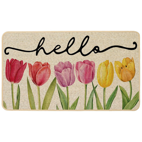 Baccessor Spring Floral Tulips Doormat at the front entrance enhances curb appeal.