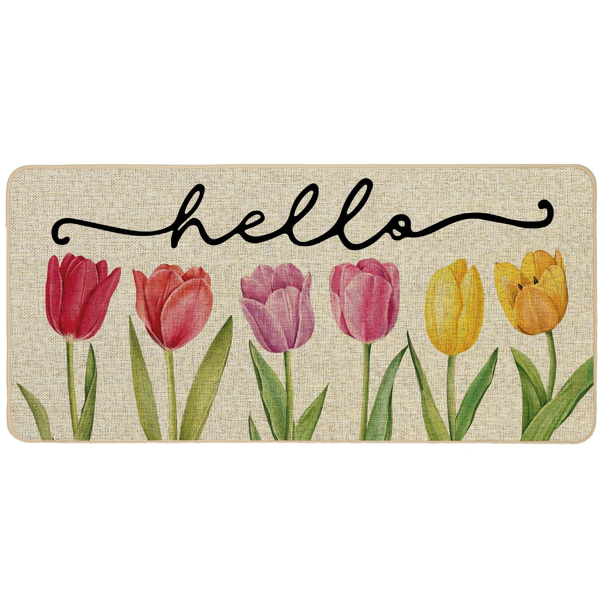 Baccessor Spring Floral Tulips doormat at front entry; durable and welcoming.