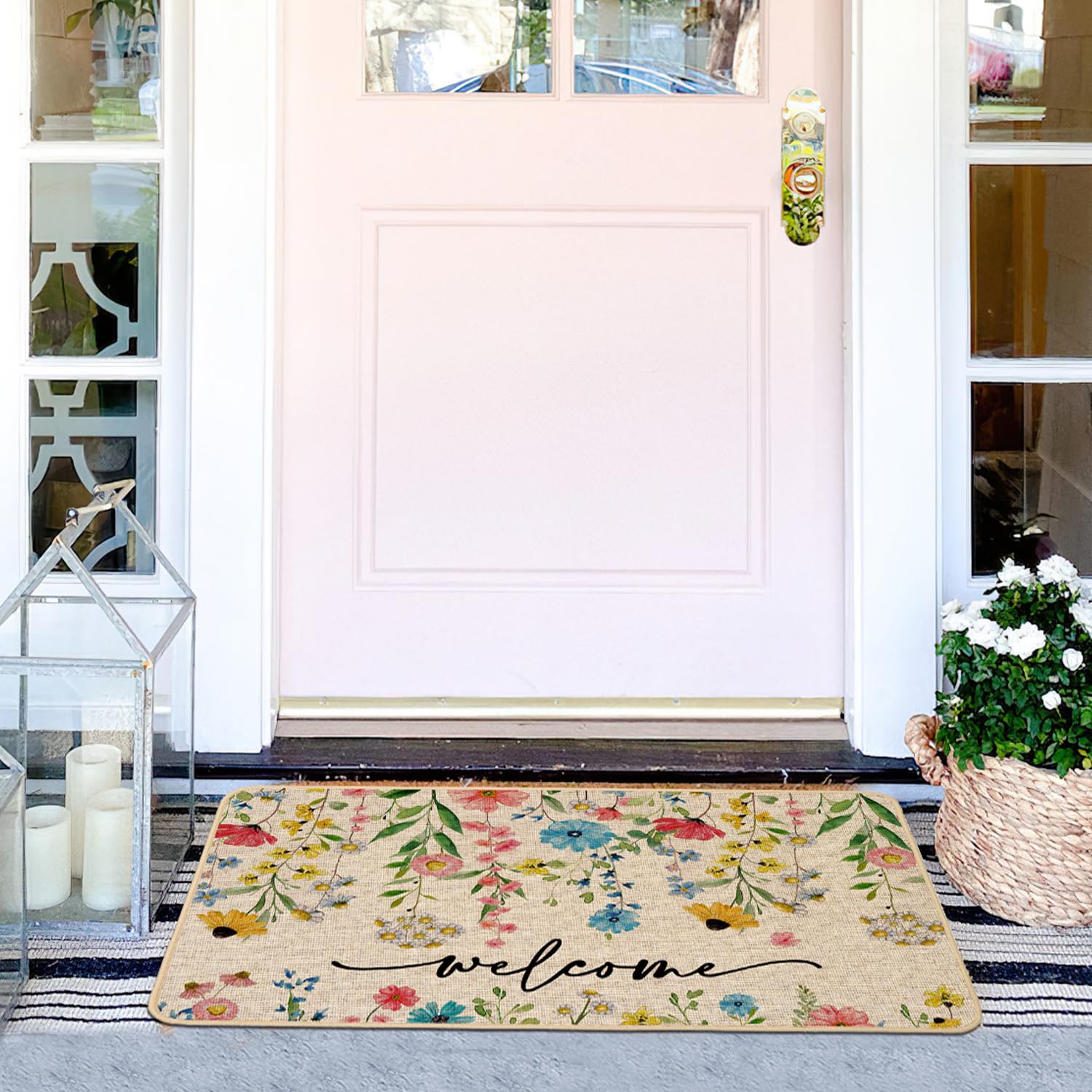 Baccessor Spring Floral Welcome Doormat weather durability showcases robust outdoor performance.