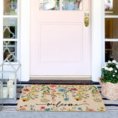 Baccessor Spring Floral Welcome Doormat weather durability showcases robust outdoor performance.
