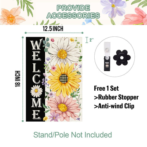 Baccessor Spring Garden Flag flower-detail showcases vibrant blooms for porch decor