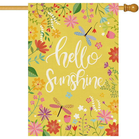 Baccessor Hello Sunshine flag front view with double-sided floral print for welcoming guests