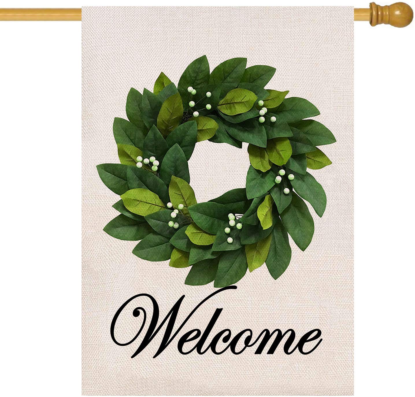 Baccessor Spring House Flag with magnolia leaves, double-sided for year-round curb appeal.