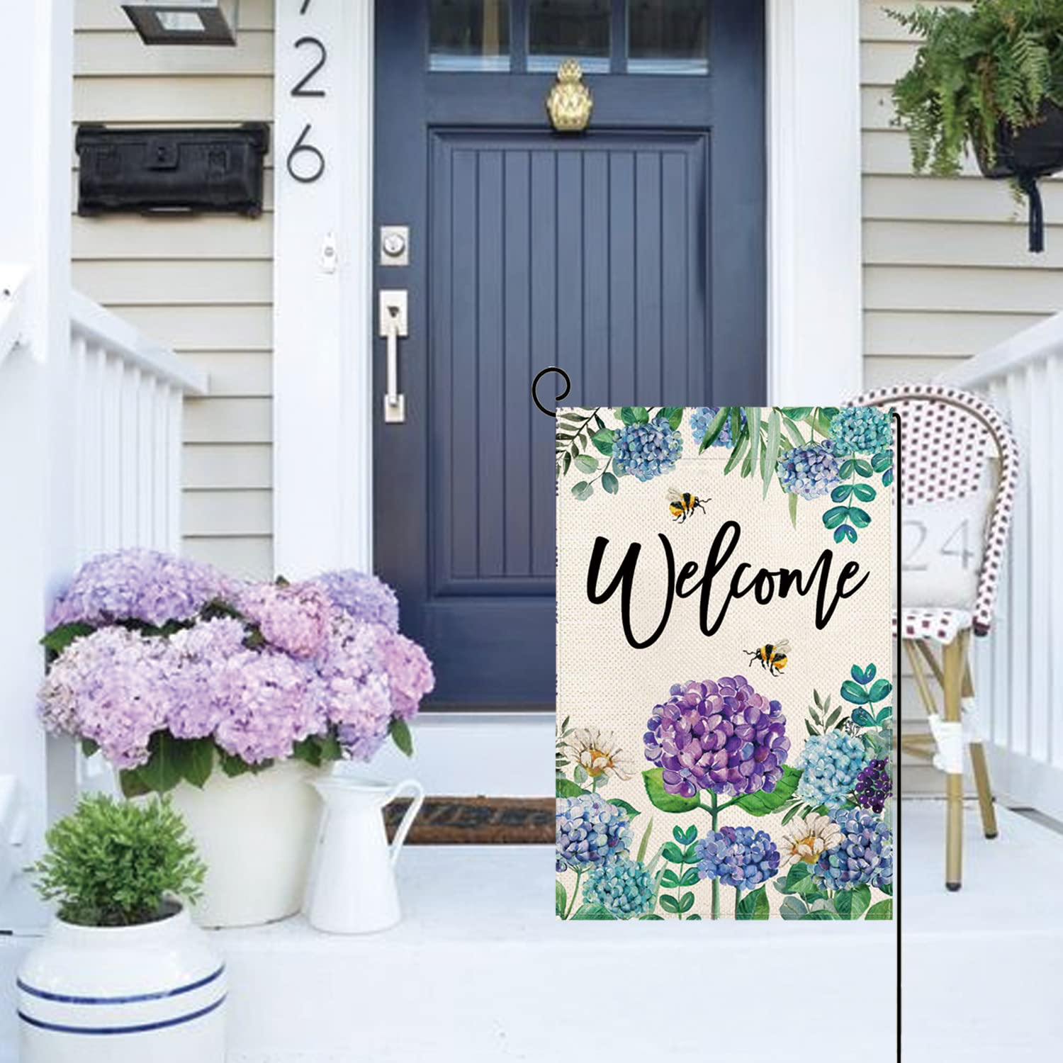 Baccessor Spring Hydrangea garden flag double-sided print reads clearly from both sides