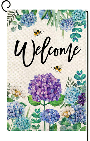 Baccessor Spring Hydrangea garden flag front view for enhanced curb appeal