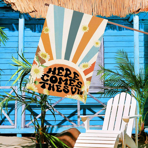 Baccessor Spring Daisy welcome flag showcases weatherproof colors from multiple angles.